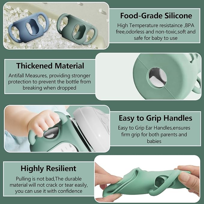 4 Pack Silicone Sleeves for Avent Natural Glass Bottles, Anti Breakage Bottle - Image 3