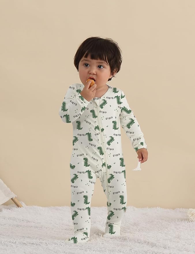 Jimonda Baby Girls Boys Footed Pajamas, Rayon From Bamboo, 2 Way Zipper Long - Image 5