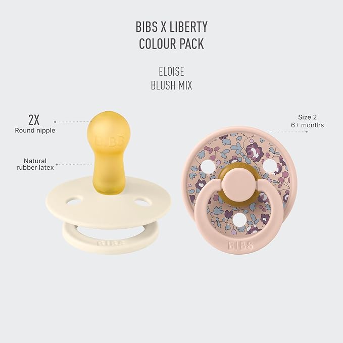 BIBS Colour Liberty Soother 2-Pack, BPA Free Dummy Pacifier, Round Nipple. - Image 2