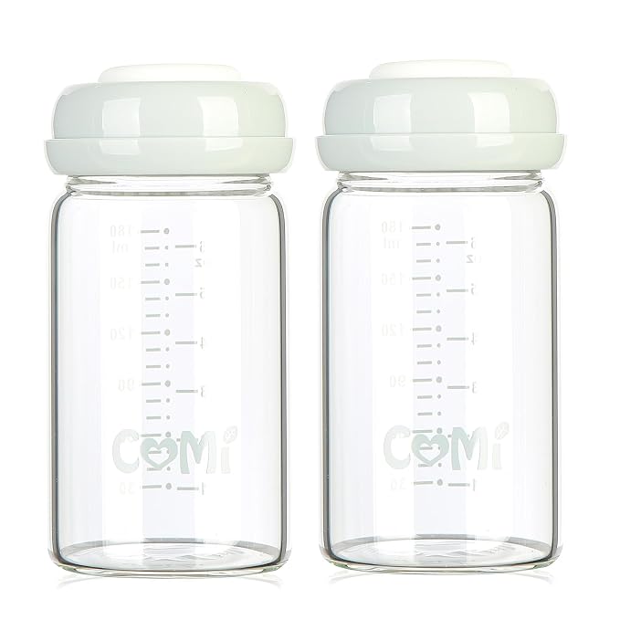 COMI Wide Neck Glass Breastmilk Collection n Storage Bottle, 6oz by COMI