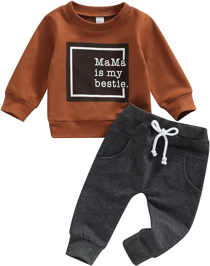 Toddler Baby Boy Clothes Solid Color Long Sleeve Crewneck Sweatshirt Top Casual by MABABY