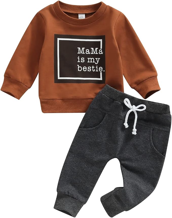 Toddler Baby Boy Clothes Solid Color Long Sleeve Crewneck Sweatshirt Top Casual by MABABY
