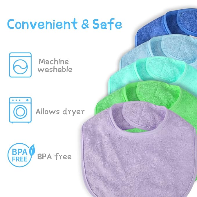 Vicloon Baby Bibs, Baby Bibs for Girls & Boys, Terry Drool Cotton Bibs - Image 4