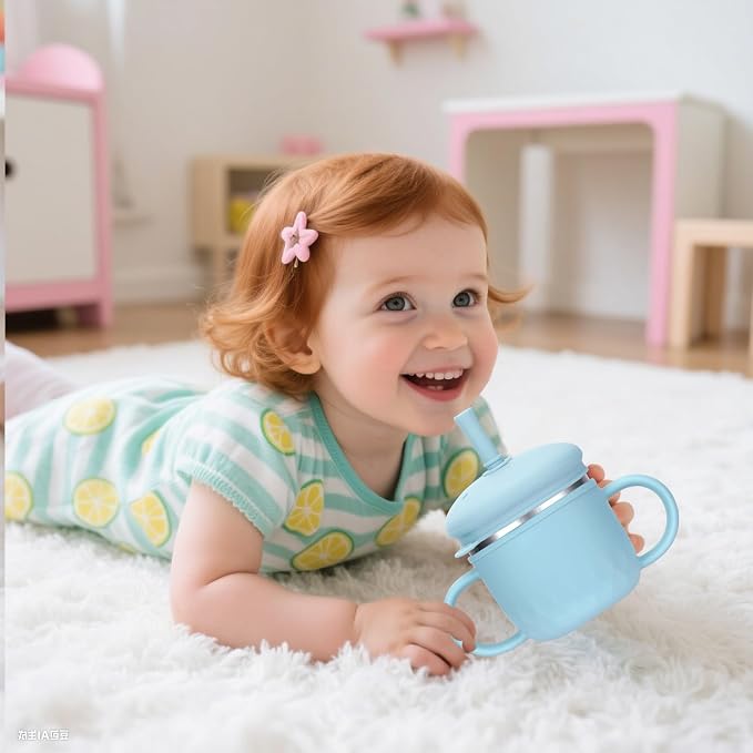BUSOHA Stainless Steel Sippy Cups - 3 IN 1 Silicone Sippy Cup - Image 6