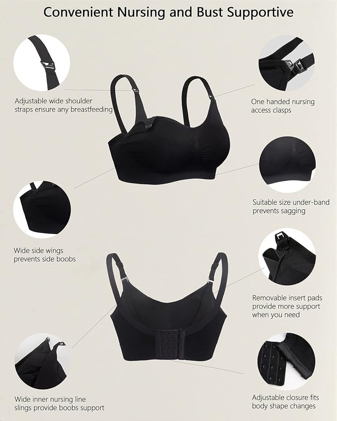 iloveSIA Nursing Bras for Mom Breastfeeding, Seamless Supportive Sleep Bra for - Image 3