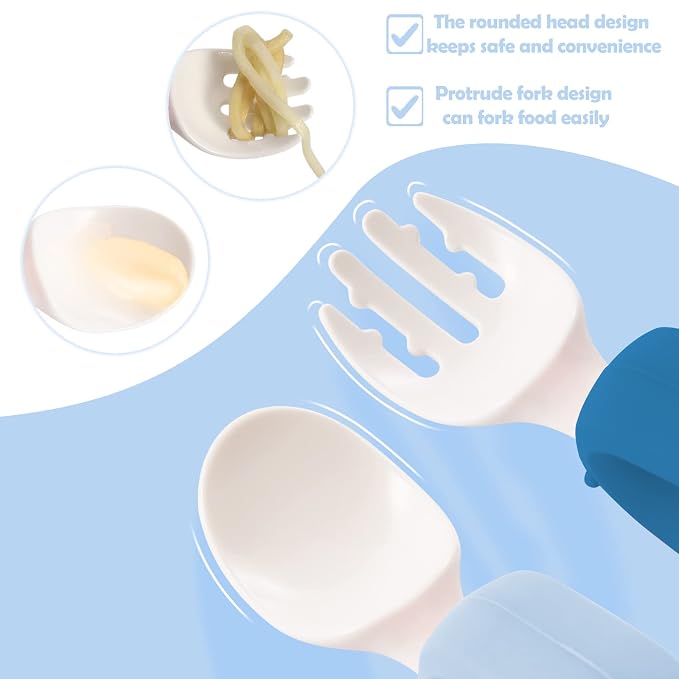 Baby Self Feeding Training Spoon and Fork Set - Image 3