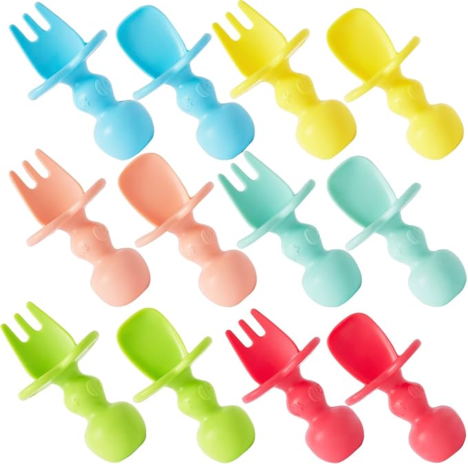 12 Pack Baby Utensils, Silicone Baby Spoons Self Feeding and Baby Forks by HEYTUYA