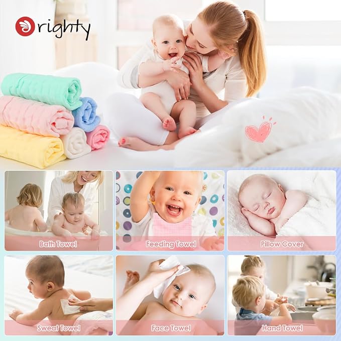 Orighty Muslin Baby Washcloths Pack of 6 - Image 3