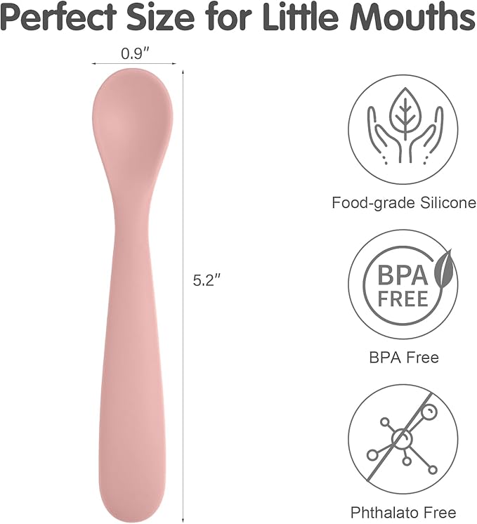 6 Pack Silicone Baby Spoons, Baby Spoons Self Feeding 6 Months+, BPA Free - Image 2