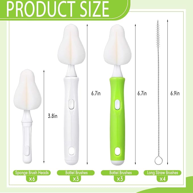 22 Pcs Sponge Bottle Nipple Brushes Set Including 12 Pcs Bottle Sponge Brush - Image 2