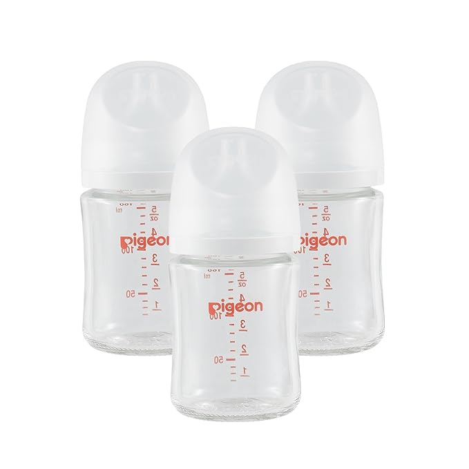 Pigeon Glass Nursing Bottle Wide Neck, Nurture & Nest, Anti-Colic, Streamlined by PIGEON