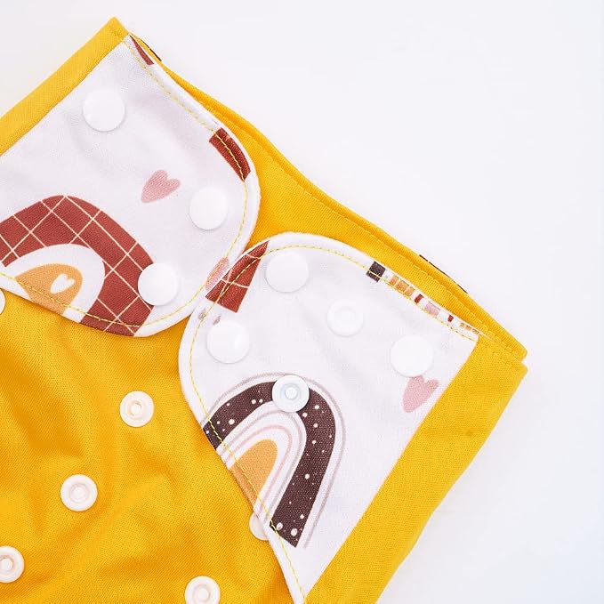 HappyFlute 4 Sets Newborn Baby Cloth Pocket Diapers One Size Adjustable Reusable - Image 9