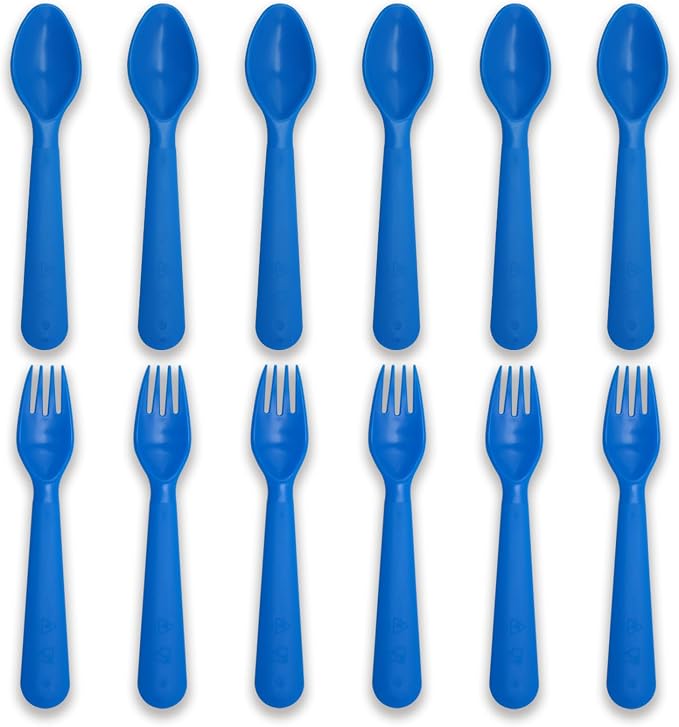 12 Pcs Kids Spoons and Forks Toddler Utensils Plastics Reusable Silverware Baby by Muulaii