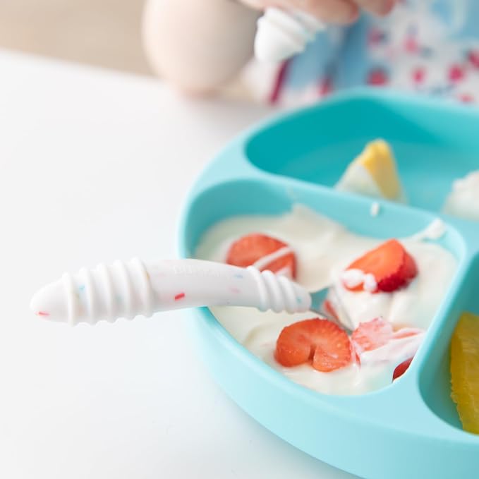 Bumkins Toddler Utensils, Kids Size Fork and Spoon Set, Silicone and - Image 4