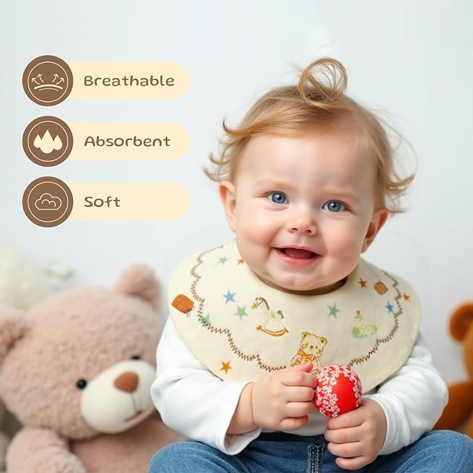 Baby Bibs Muslin Bibs 8 Pack for Drooling and Teething for Unisex Girls Boys - Image 4