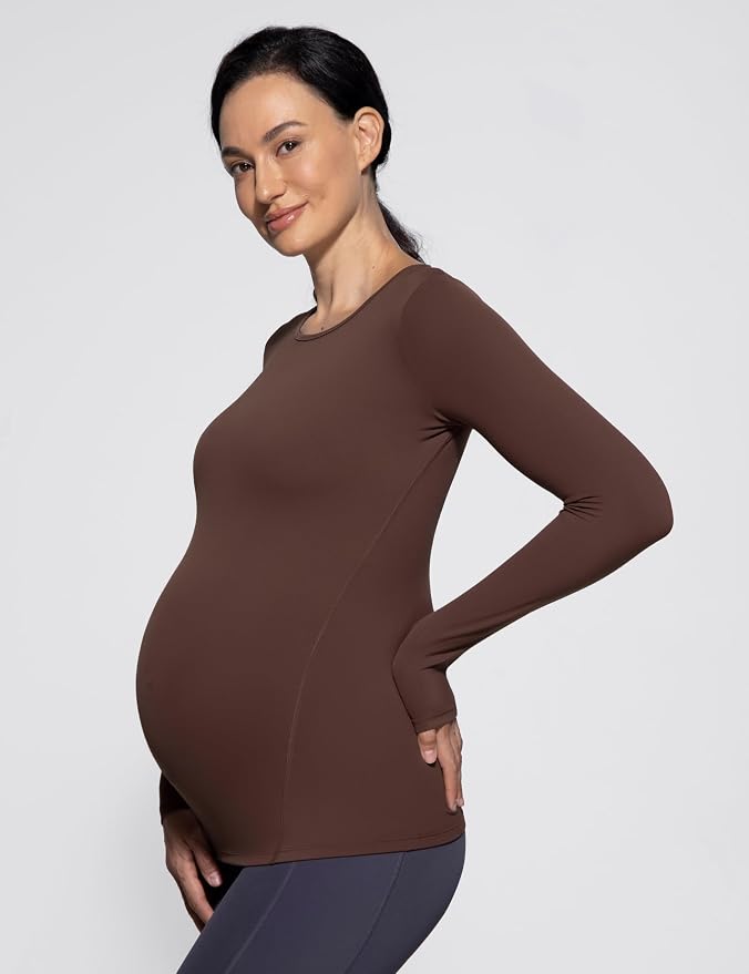 POSHDIVAH Women's Maternity Long Sleeve T Shirts Scoop Neck Pregnancy Tee Top - Image 2