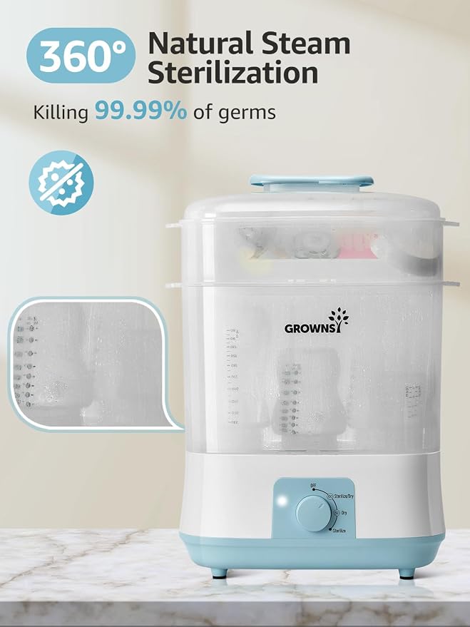 GROWNSY Adjustable 3 in 1 Large Bottle Sterilizer and Dryer, Electric Steam - Image 2