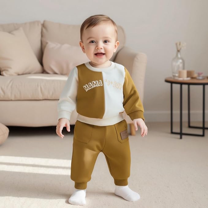 Kupretty Toddler Baby Boy Fall Winter Clothes Color Block Long Sleeve - Image 2