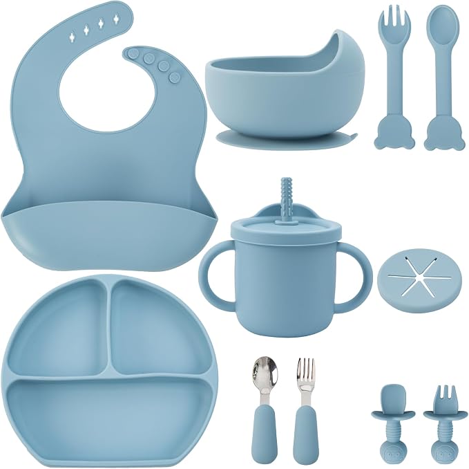 Baby Silicone Feeding Set, Toddler Led Weaning Utensils Sets by MBQMBSS