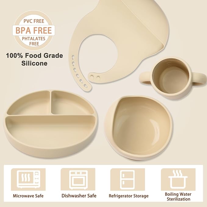 LITTLE RAWR Silicone Baby Feeding Set 14 Pcs, Baby Led Weaning Supplies - Image 3