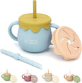 Honey Jar Pot 3-in-1 Silicone Training Cup 8.5oz, Baby Sippy Cup by teensypeepsy