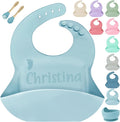 SRdrew Personalized Silicone Bibs Set Custom Engraved Name Icon Toddler Bib by SRdrew