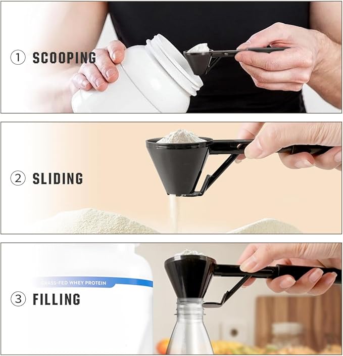Measuring Scoop with Funnel for Filling Water Bottles with Protein Powder Milk - Image 3