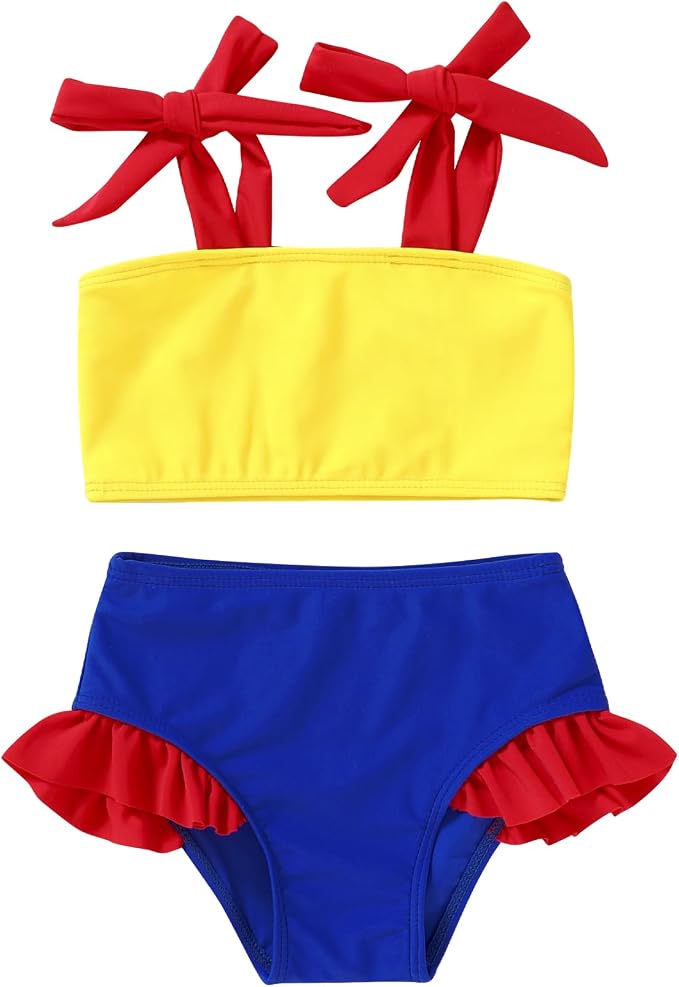 YOUNGER TREE Toddler Girls Two Pieces Swimsuit Color Block Stripe Swimwear by YOUNGERTREE