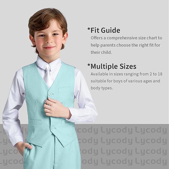 Boys Vest Set Formal Dress Suits Wedding Outfit Dresswear - Image 3