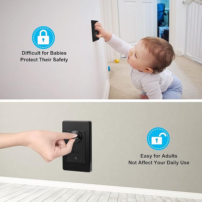 52 Pack Black Safety Outlet Covers Baby Proofing, Electrical Socket Outlet - Image 2