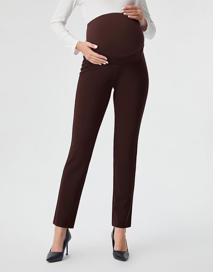 AFITNE Maternity Pants for Work Over The Belly Straight Leg Dress Slacks - Image 2