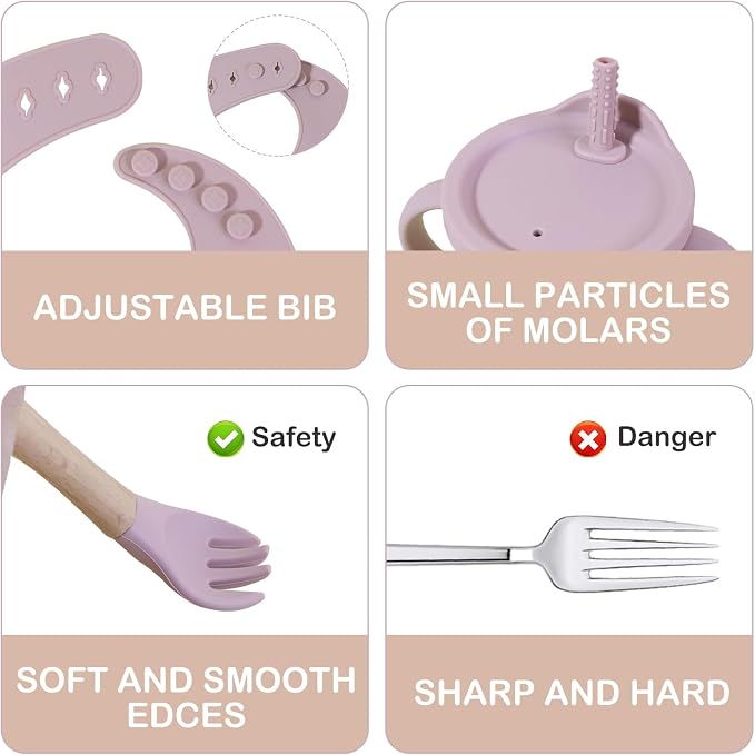 Silicone Baby Feeding Set | BPA-FREE |9 PCS Baby Led Weaning Supplies Self - Image 3