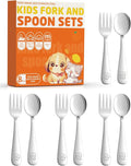 8-Piece Toddler Utensils Set, Food Grade Stainless Steel Kids Silverware Set by Blvtoios