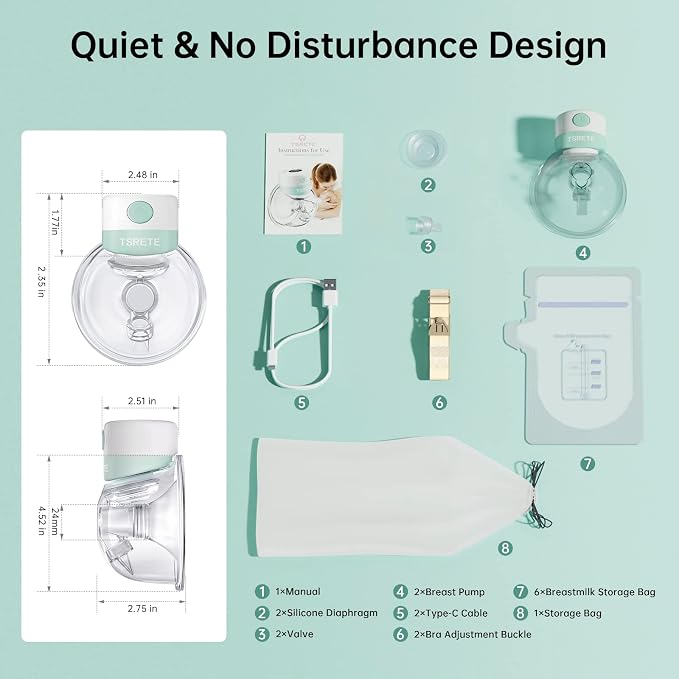 TSRETE Double Wearable Breast Pump, Electric Hands-Free Breast Pumps - Image 7