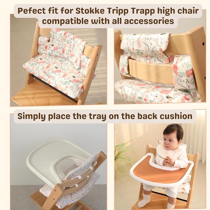 Waterproof Cotton Cushion Set, Stokke Tripp Trapp Compatible, 100% Cotton - Image 2
