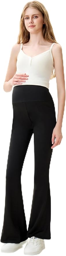 High Waist Yoga Pants, Maternity Bootcut Leggings, Cotton Blend Spandex by Unknown