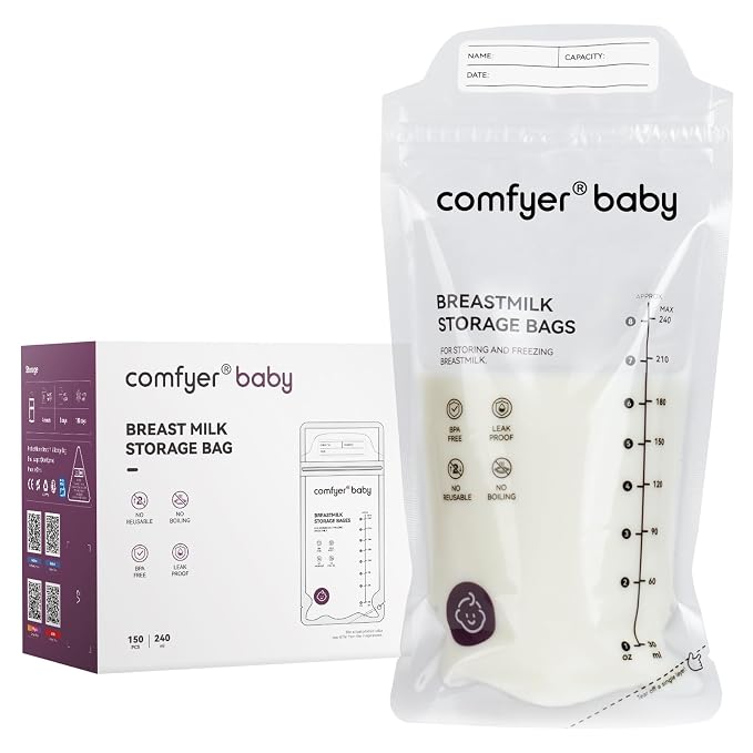 150 Pcs Breastmilk Storage Bags, 8oz Large Capacity, No Leak, Easy Storage by comfyer