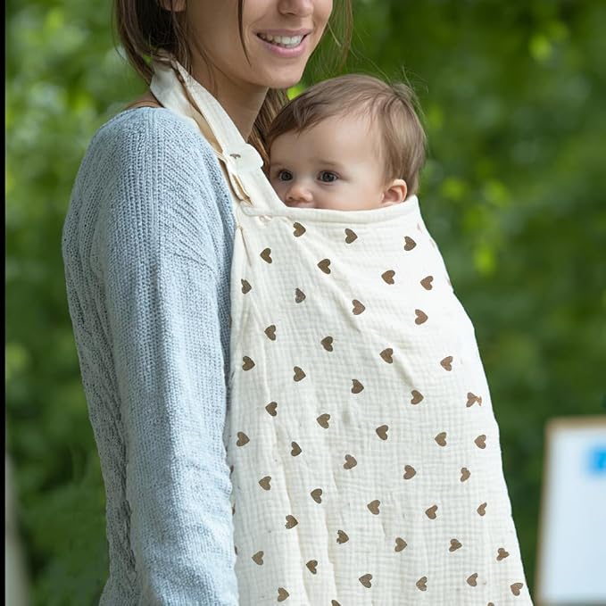 Muslin Nursing Covers for Breastfeeding, Arch Neckline Breast Feeding Covers - Image 8