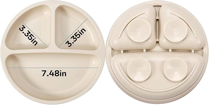 PandaEar 3 Pack Toddler Plates, Silicone Divided Suction Plate - Image 3
