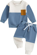 Toddler Baby Boy Fall Clothes Waffle Contrast Color Sweatshirt Pants Sets by GGBNOMER