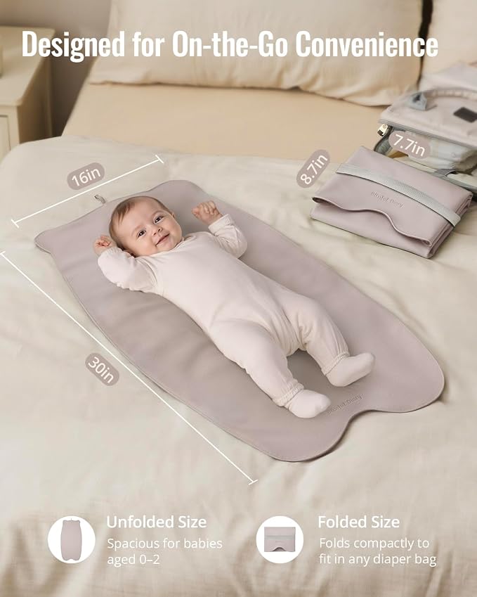 Blissful Diary Vegan Leather Portable Changing Pad, Wipeable & Waterproof Baby - Image 3