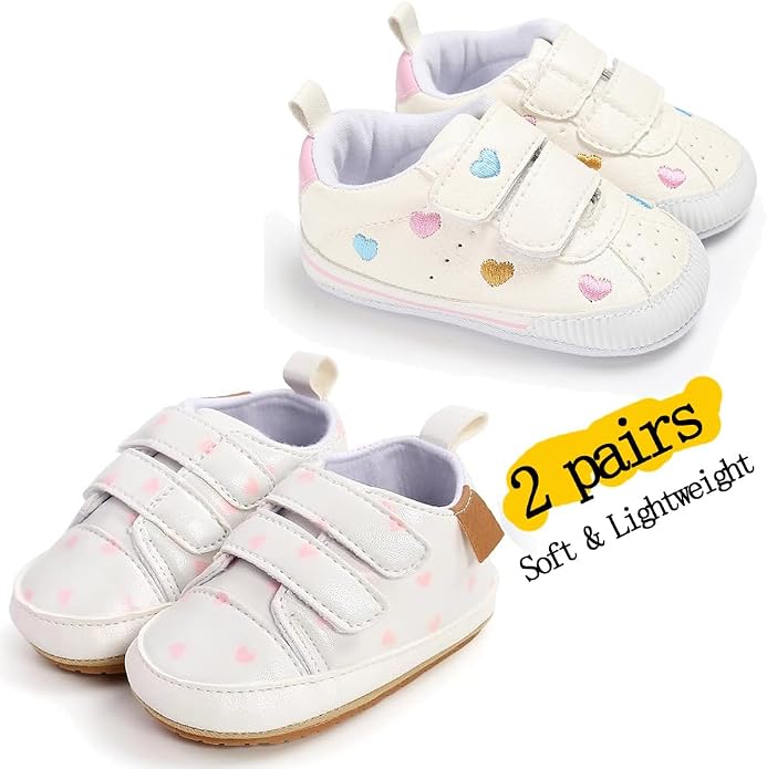 2Pairs Baby Shoes, Boys Girls Non-Slip Rubber Sole Sneakers, Unisex Infant Soft - Image 4