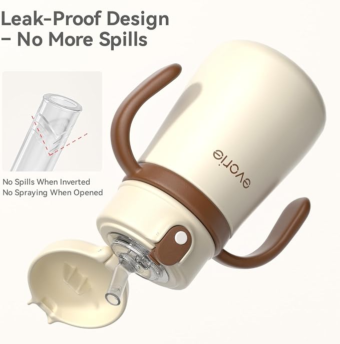 Evorie Leak Proof Vacuum Insulated Water Bottle, 316L Stainless Steel Sippy Cup - Image 2
