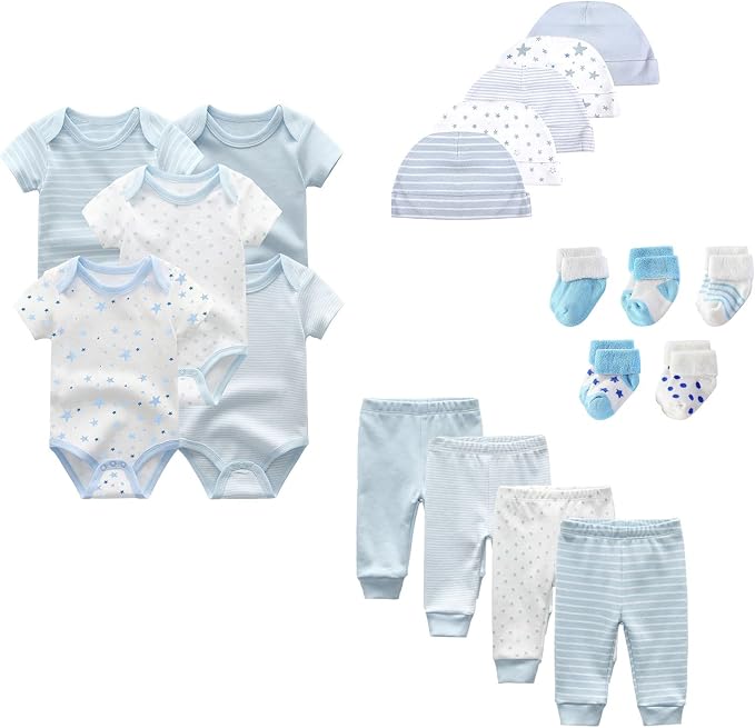 Unisex Baby Boy Girl Layette Sets Bodysuits Pants And Accessories 19 Packs by JELYLOVE