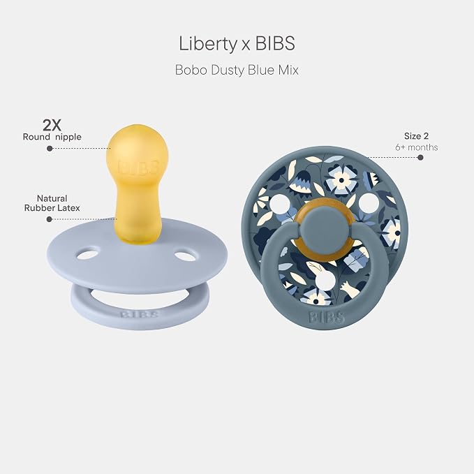 BIBS Colour Liberty Soother 2-Pack, BPA Free Dummy Pacifier, Round Nipple. - Image 2