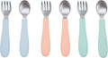 WeeSprout Toddler Utensils, 3 Forks & 3 Spoons, 18/8 Stainless Steel & Food by WeeSprout