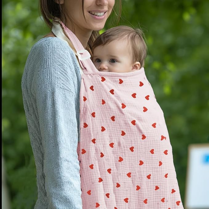 Muslin Nursing Covers for Breastfeeding, Arch Neckline Breast Feeding Covers - Image 8