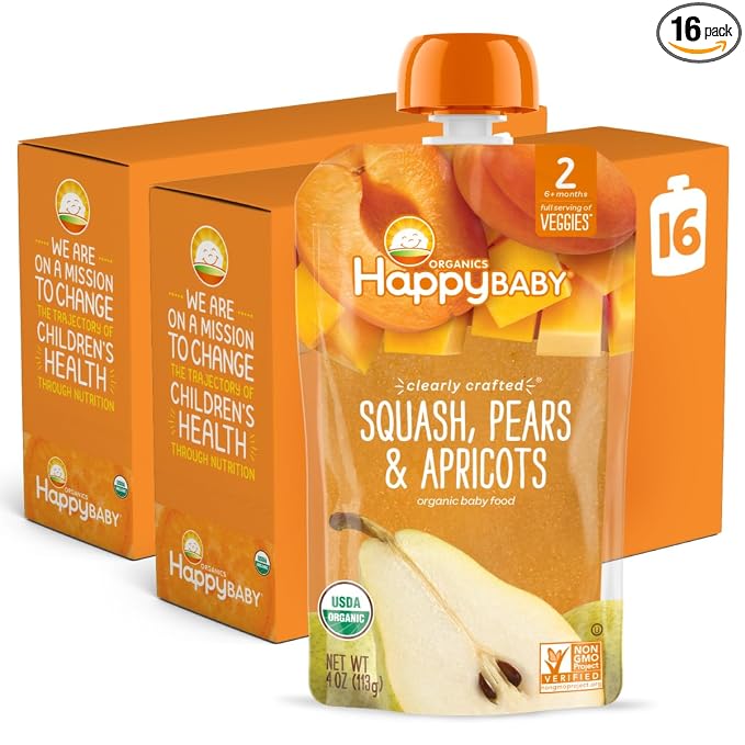 Happy Baby Organics Stage 2 Baby Food Pouches, Gluten Free, Vegan & Healthy by HappyBaby