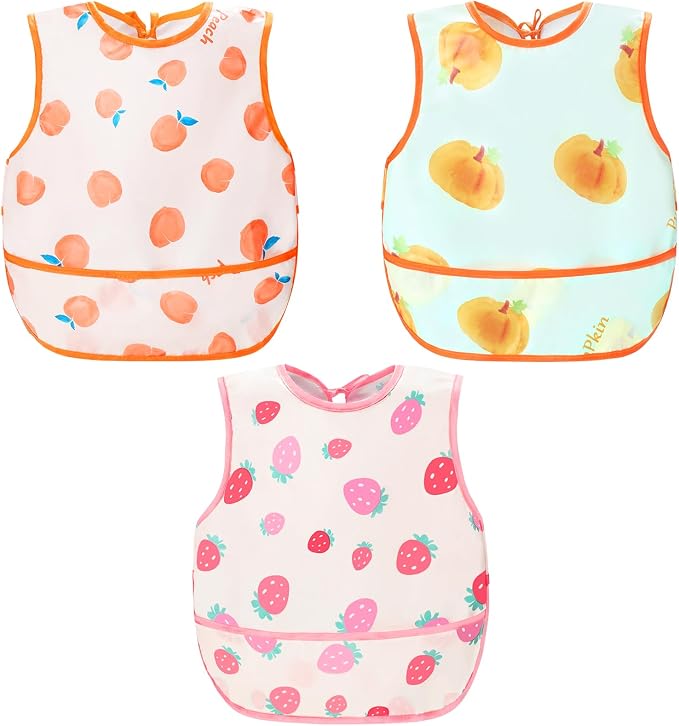 Accmor Baby Bibs, Waterproof Baby Toddler Bibs, Apron Smock Bib by Accmor