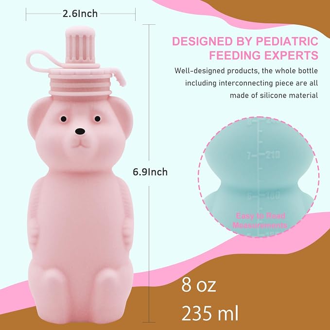 Honey Bear Silicone Straw Cup, Babies Water Drinking Cup, 8-Ounce Therapy Sippy - Image 6